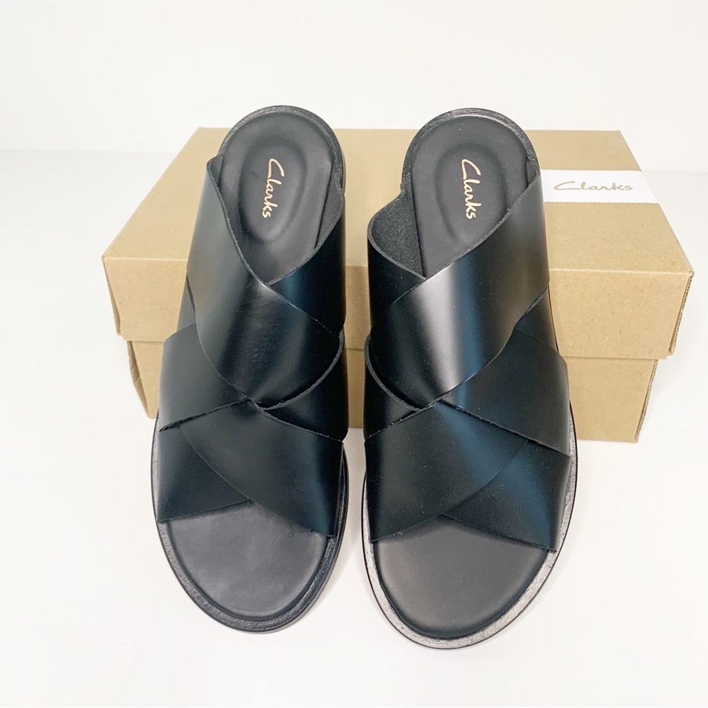 Clarks Women's Black Willow Art Slide Sandals, Size 6.5